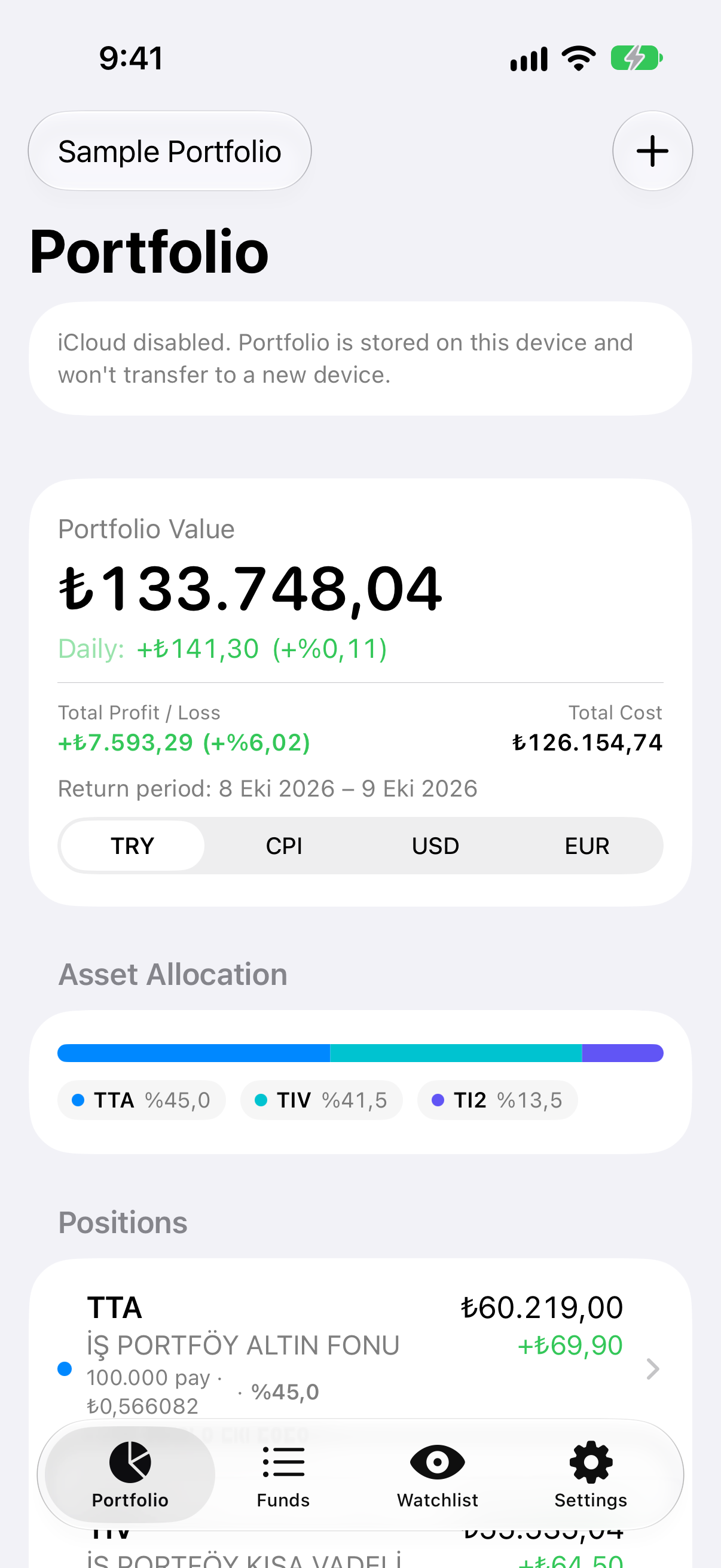 Your portfolio at a glance